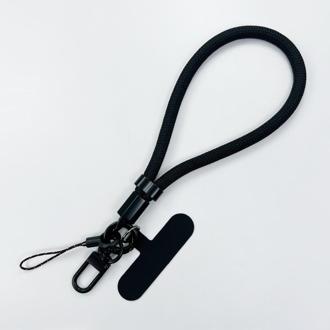 Y271 black braided polyester wrist strap with alloy buckle and T-patch