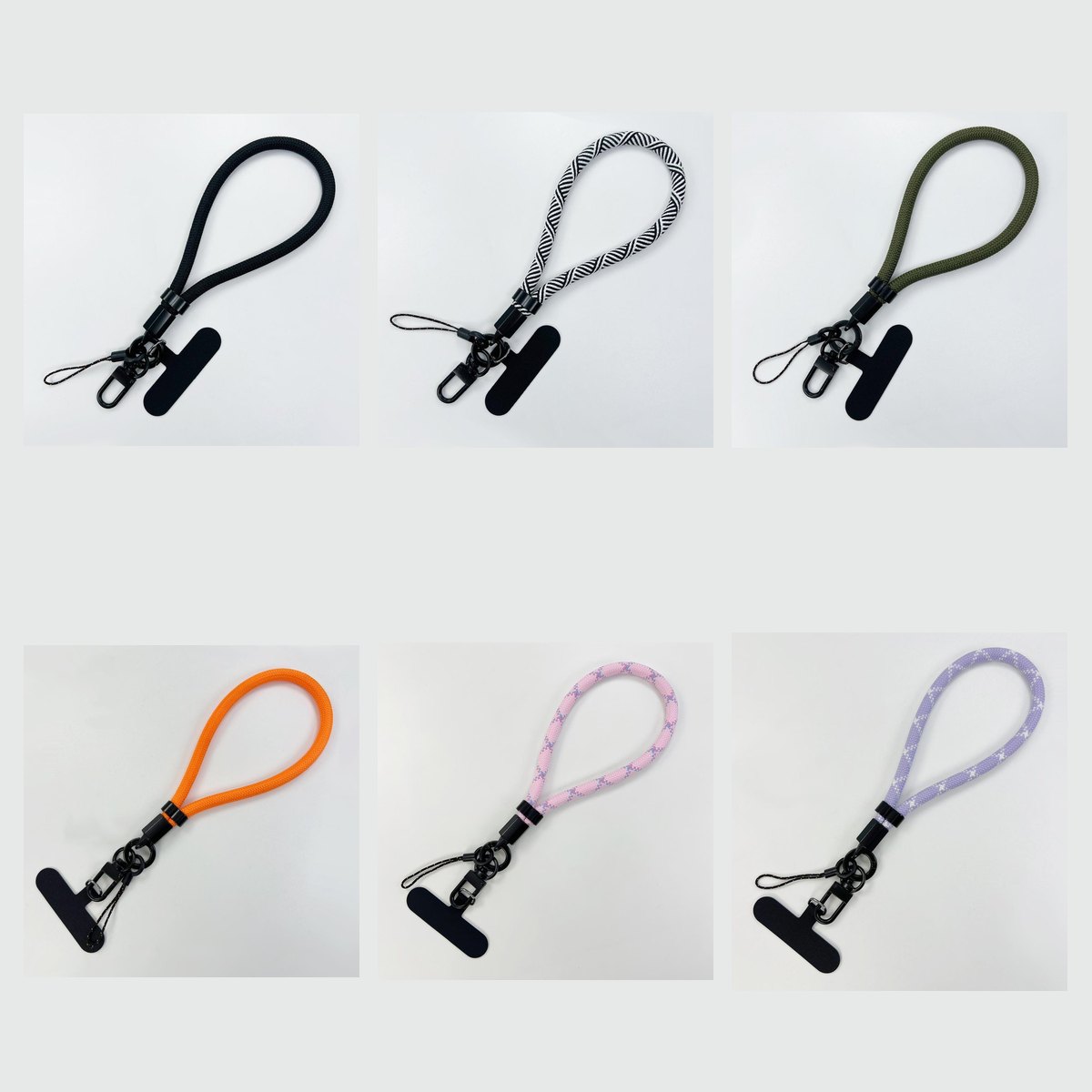 Six colourways of the Y271 braided polyester wrist strap