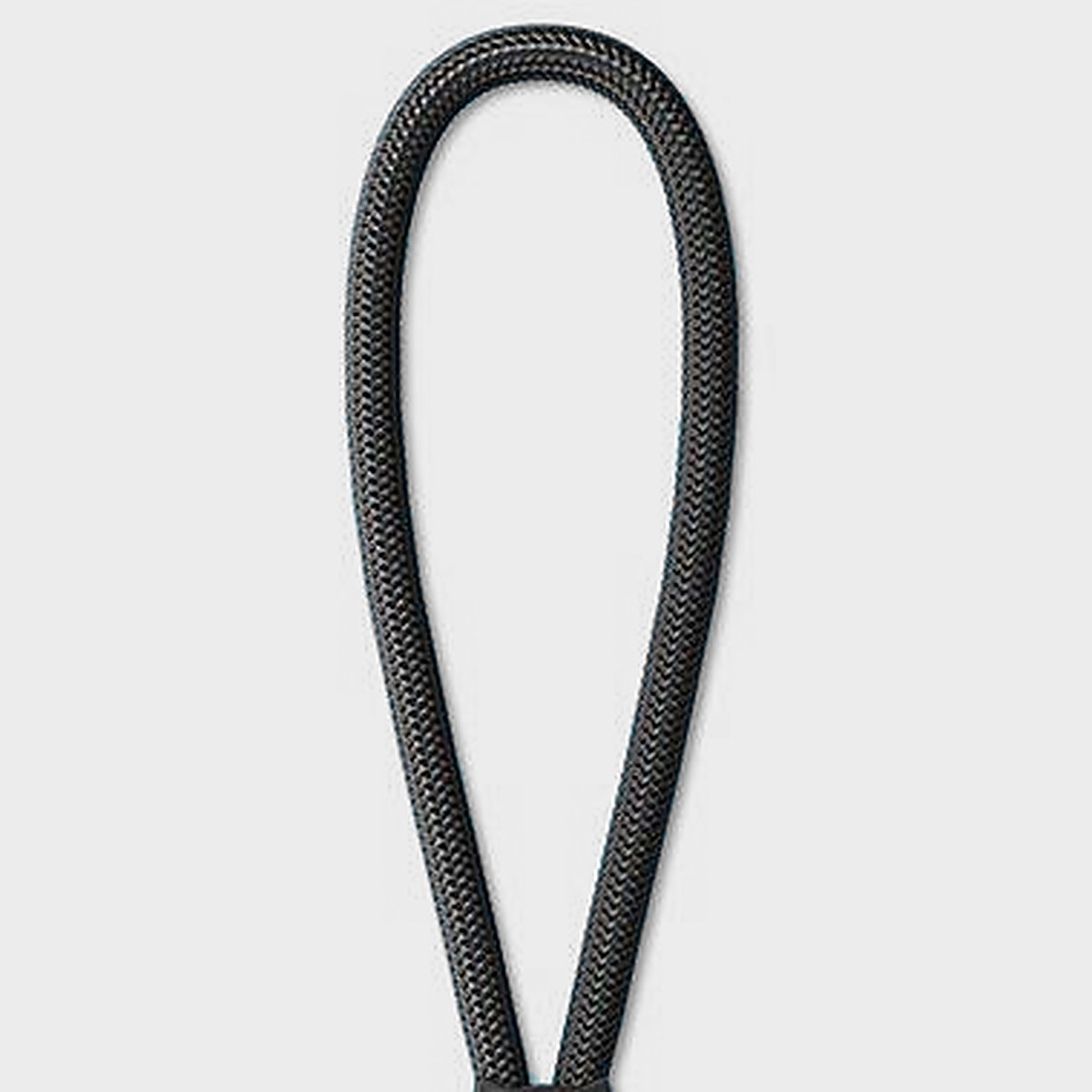 Close-up of the braided cord loop, moulded collar and adjustable slider on the wrist strap